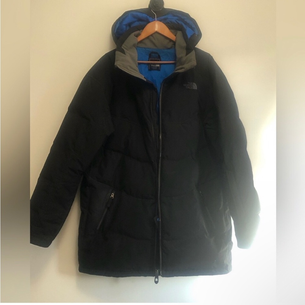 The North Face Black and Blue Performance Puffer Jacket with Hood